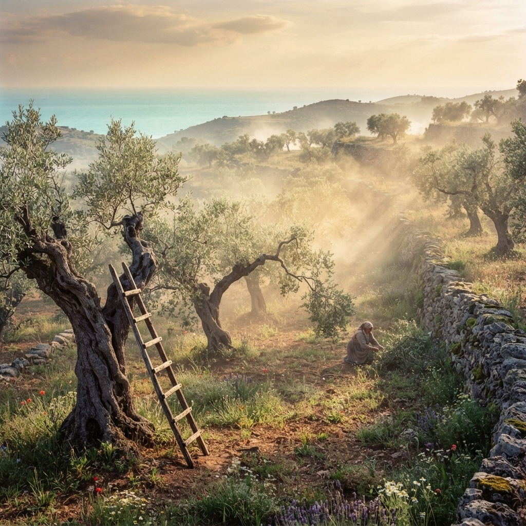 Ancient olive groves overlooking the Calabrian coast