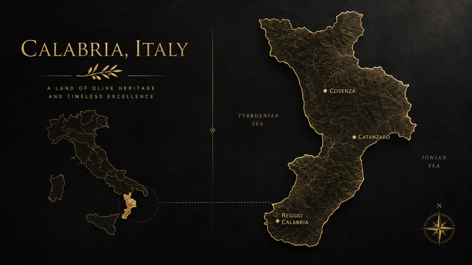 Map of Calabria, Italy