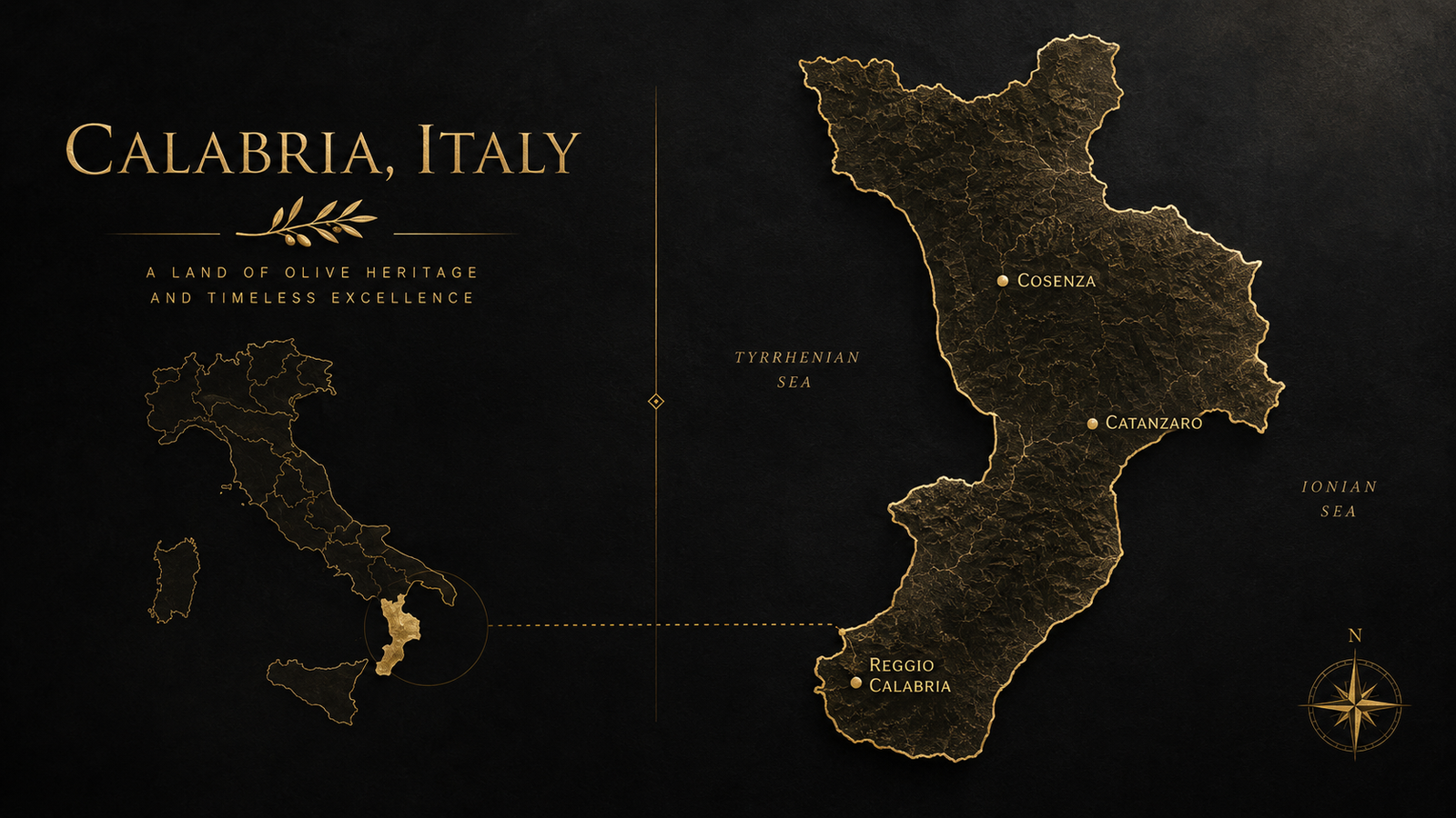 Map of Calabria, Italy